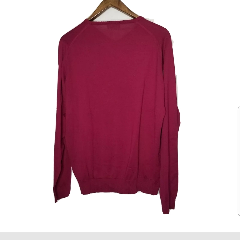 John Smedley Made in Great Britain Burgundy  V- Neck Longsleeves Sweater Sz XL - Picture 3 of 11